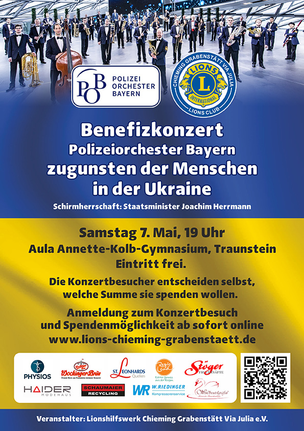 Plakat Benefizkonzert Ukraine Traunstein - Polizeiorchester
